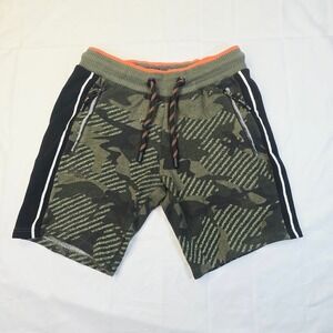 Superdry Men's Orange Label Camo Sweat Shorts Medium Green Logo Side Stripe A18